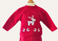 Close up of the red and white reindeer design top from Dandelion