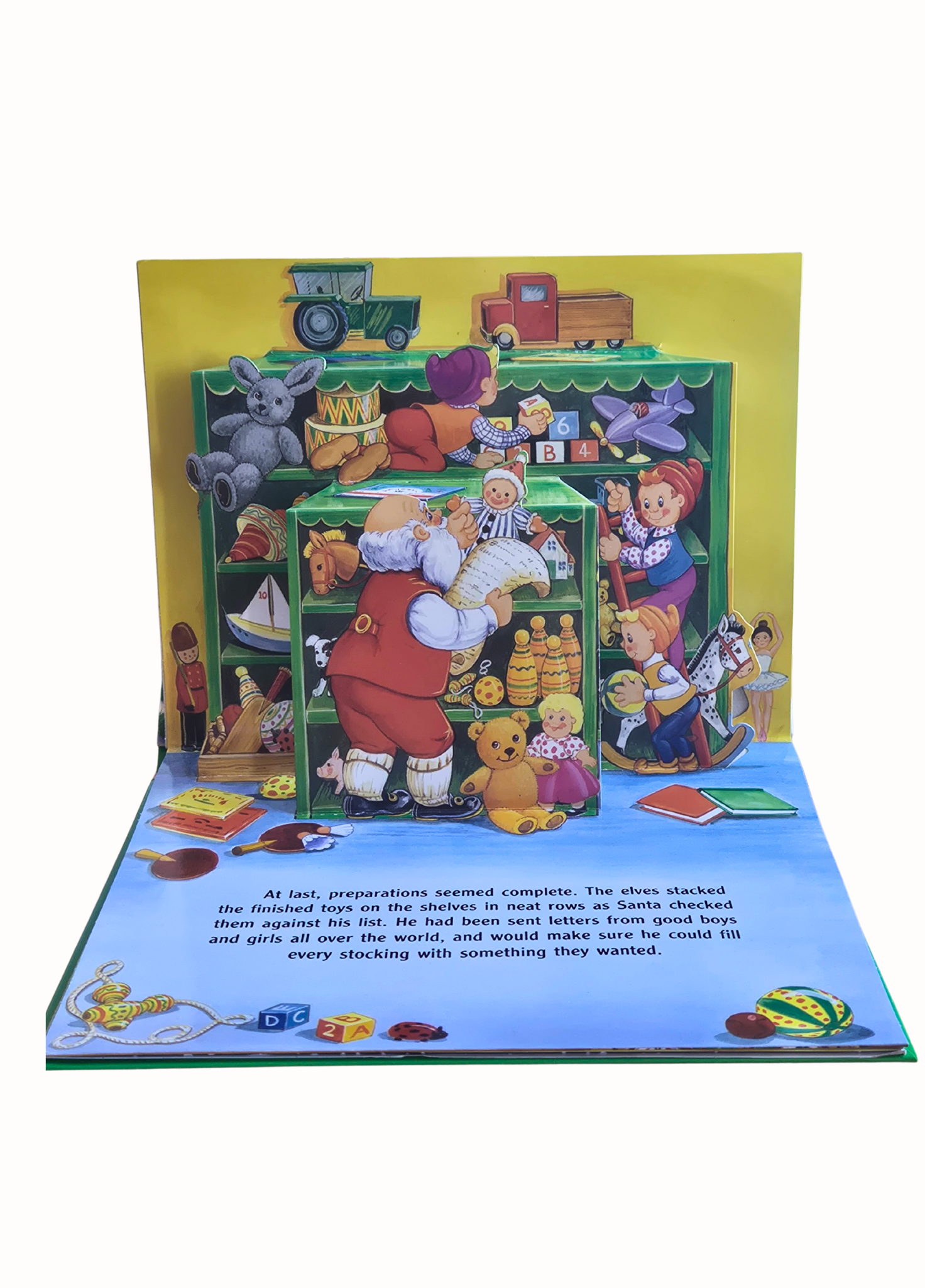 Pop-up book with colorful illustrations on a white background