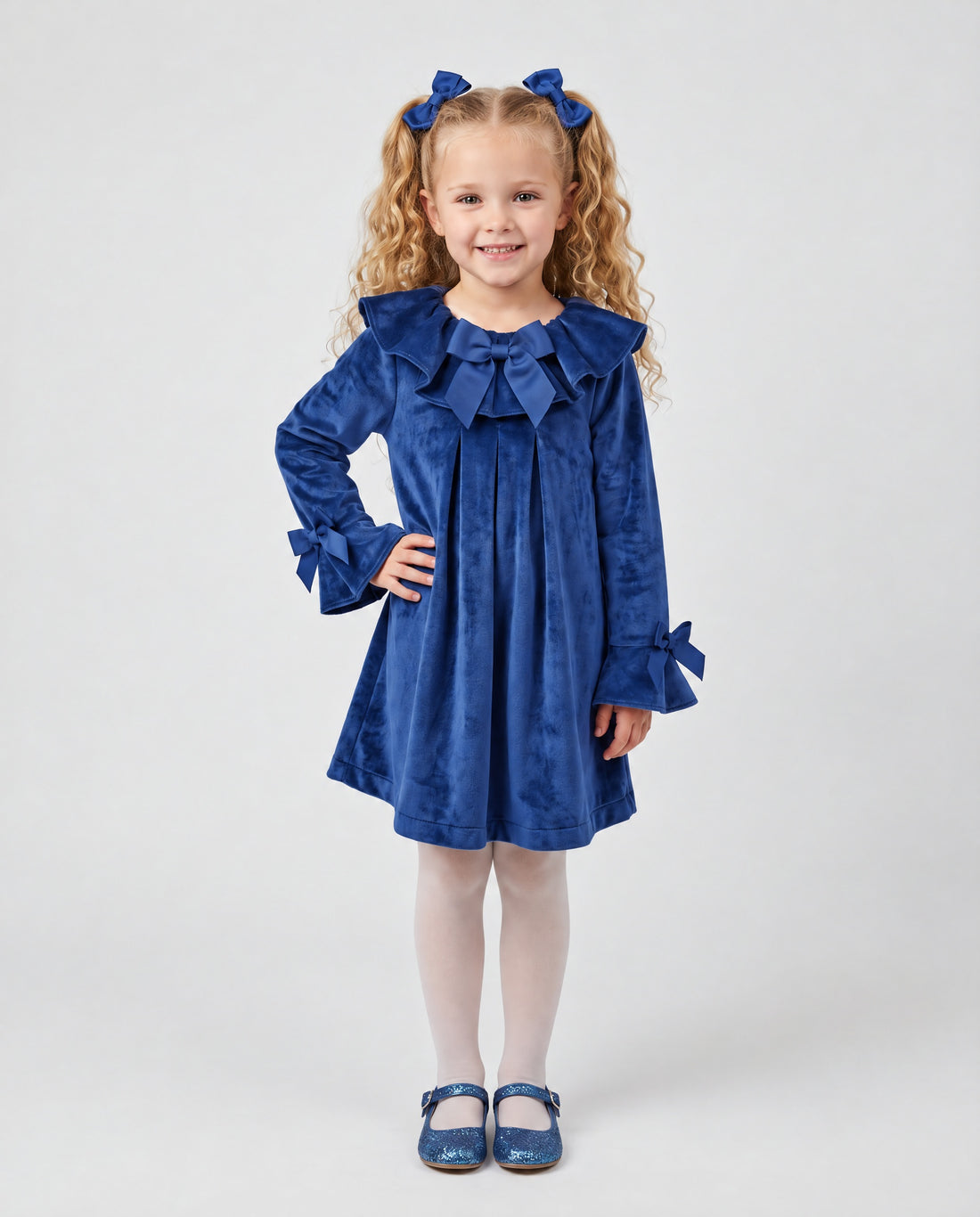 Giorgio Bambini girls’ sapphire blue velvet dress