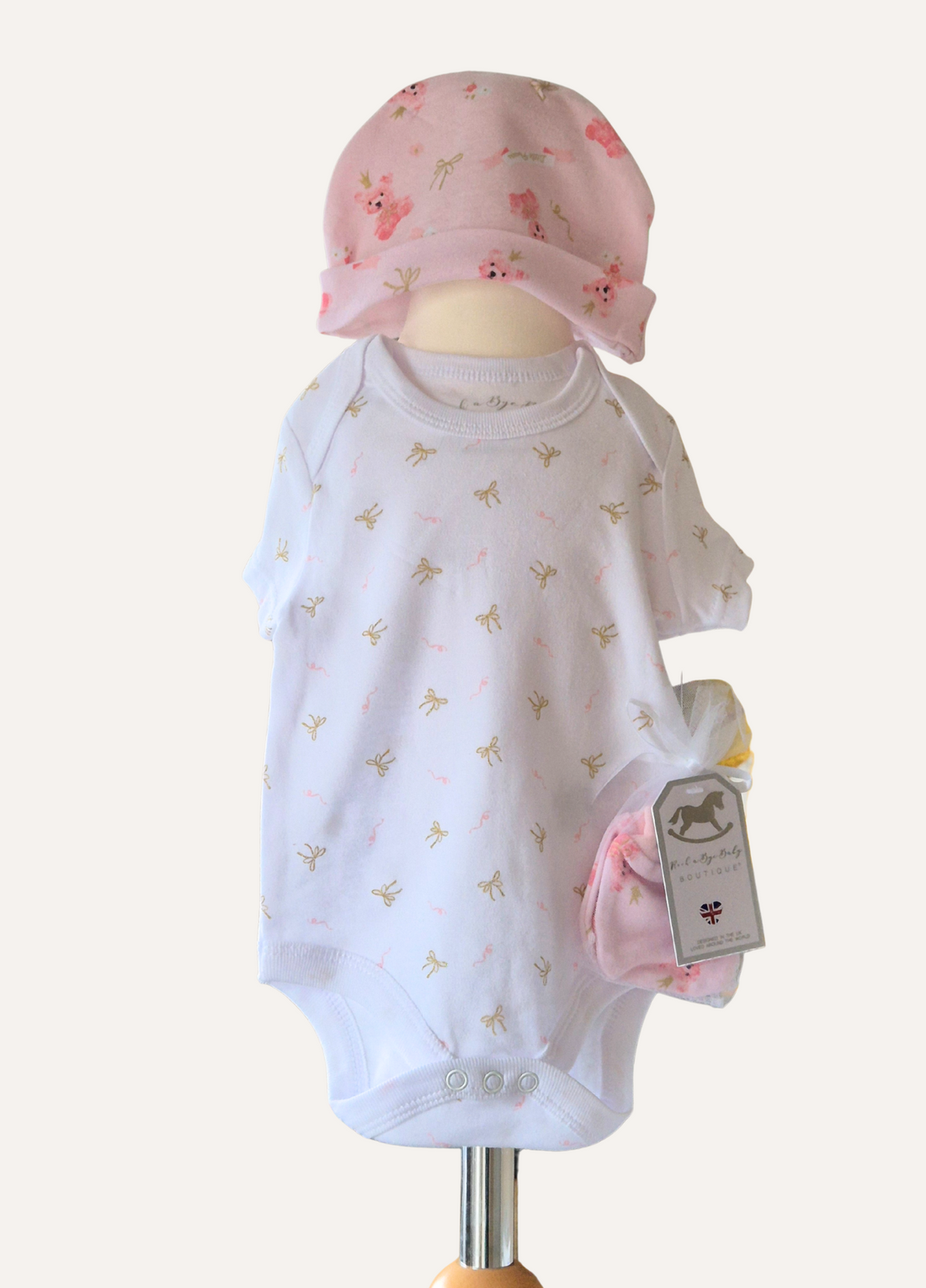 Baby Girls pink Teddy Princess 5 piece layette set by Rock A Bye Baby