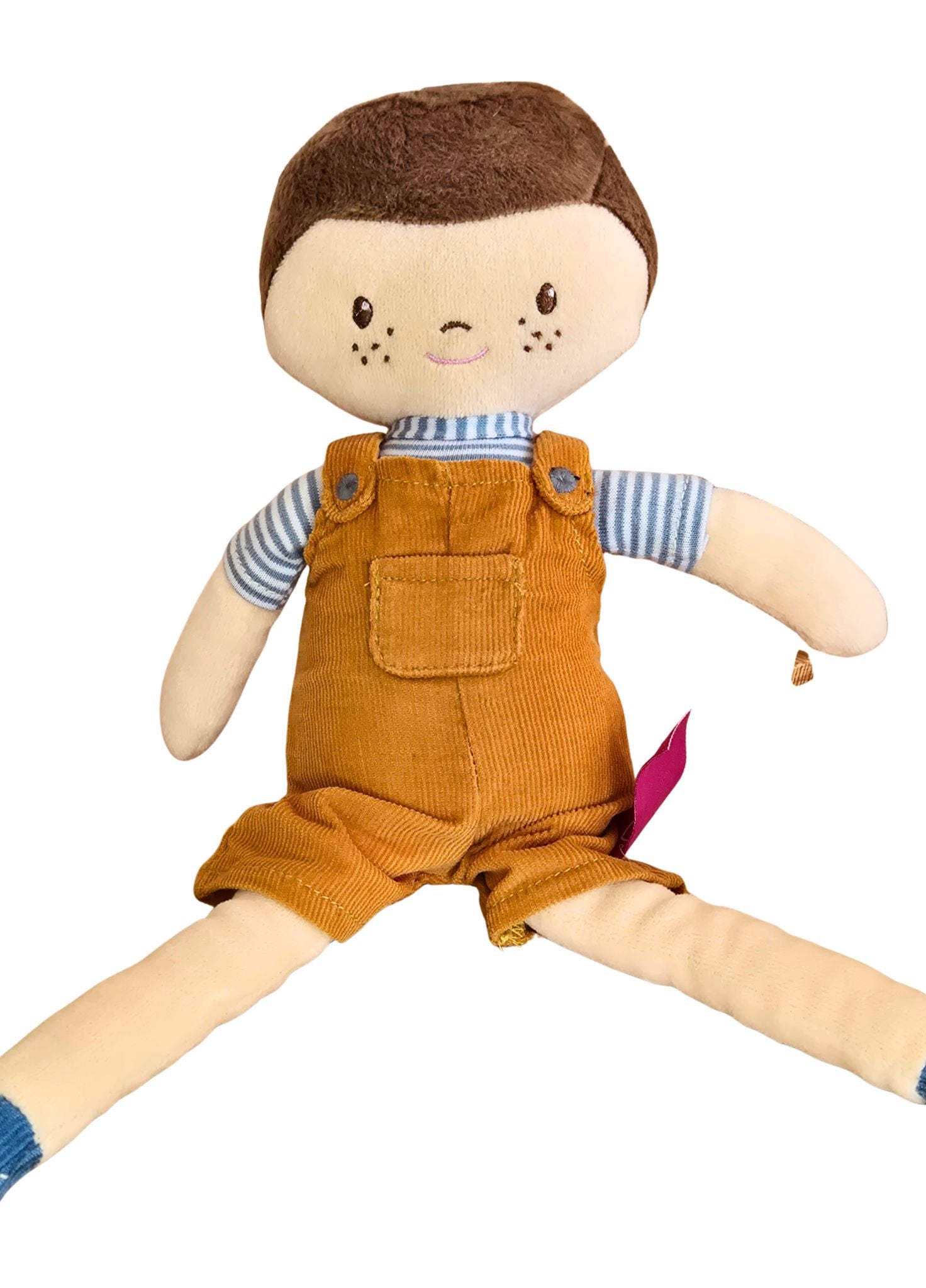 boys rag doll in cord dungarees and striped top