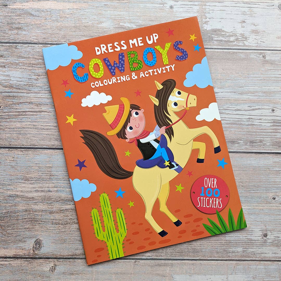 kids western cowboy sticker and colouring book