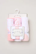 Pink hooded baby towels floral embroidery