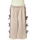 Girls stone flared trousers with animal print bows