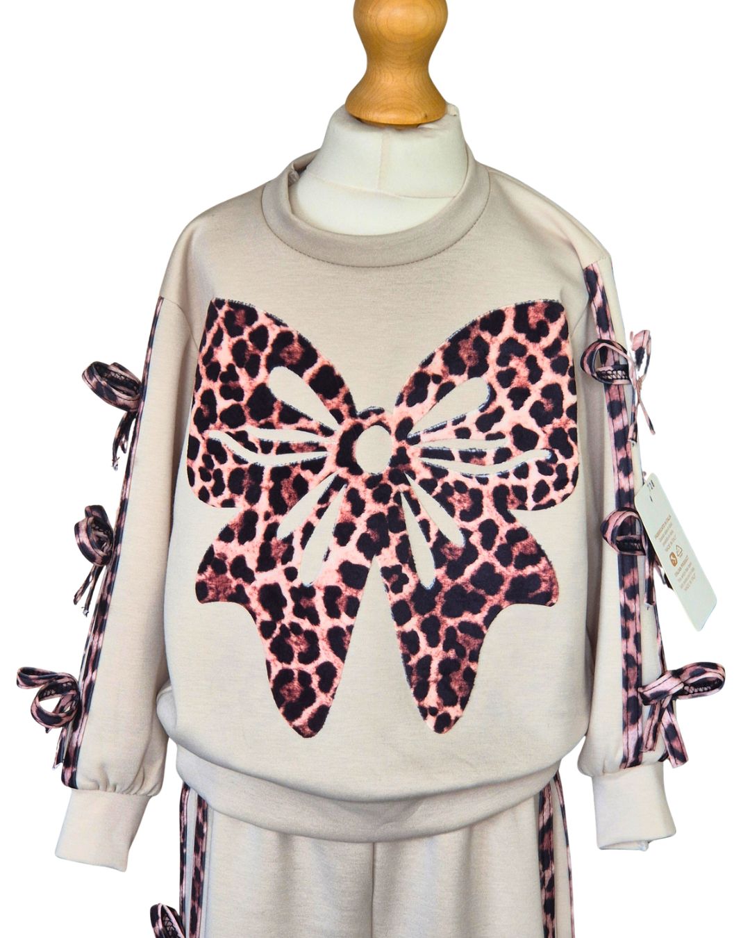 Girls stone leisure suit with statement bow