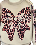 Girls stone top with animal print bow detailing