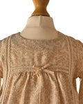 Girls beige floral top with cream lace detailing
