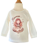Girls cream princess top with beige velour trousers and hoodie
