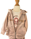 Girls beige velour princess outfit with sequin hoodie