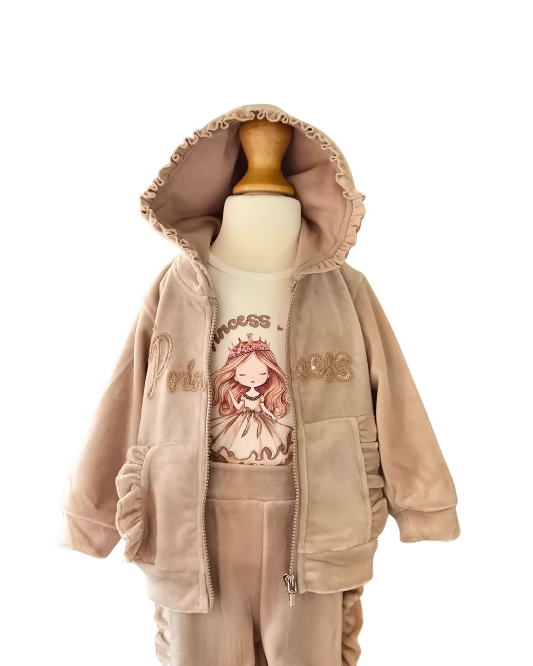 Girls princess outfit with ruffle trousers and hoodie