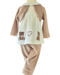 Girls beige velour teddy swing top and trousers set