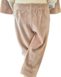Girls ivory teddy bear top with beige velour trousers