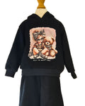 Girls black tracksuit with girl and teddy motif