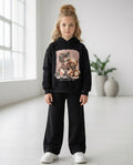 Girls black leisure suit with diamante girl and teddy bear motif