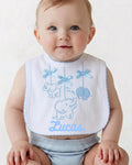 Personalised baby boy bib with elephant embroidery