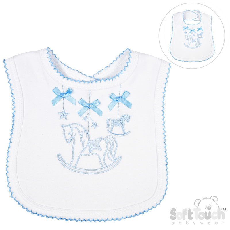 Luxury embroidered baby boy feeding bib