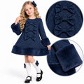 Girls blue bow dress with faux fur hem for Christmas