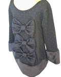 Girls long sleeve sparkle dress with three front bows