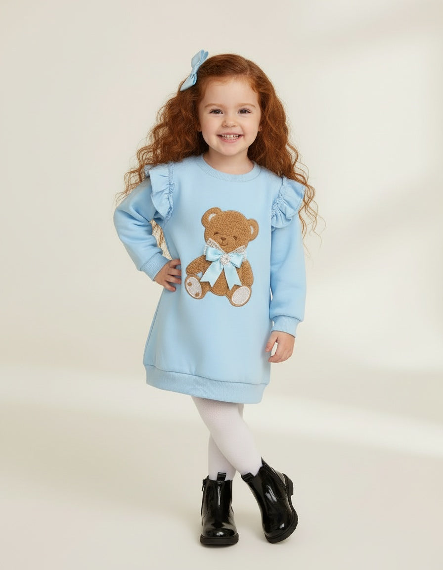 Giorgio Bambini girls sky blue teddy jumper dress