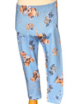Girls blue teddy leggings with bows roses and heart pattern