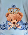 Girls sky blue teddy top with crystal embellishments