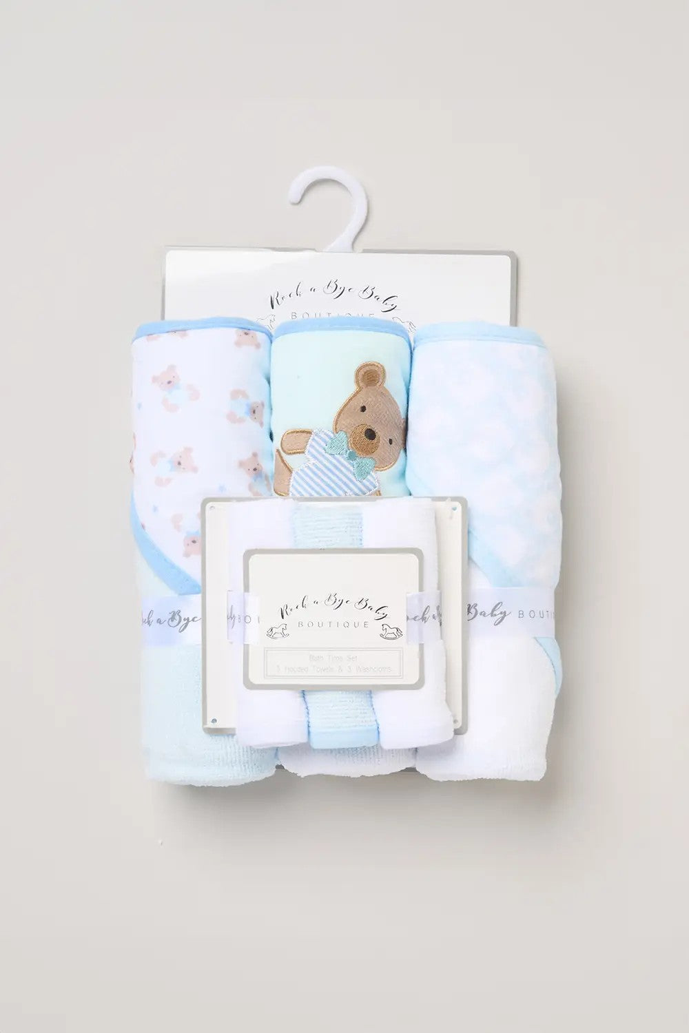 Soft newborn towel set blue teddy design