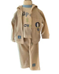Beige baby boy hoodie and trouser outfit