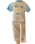 Newborn baby boy beige clothing set