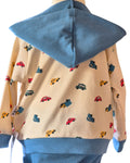 Colourful car print hoodie for baby boys