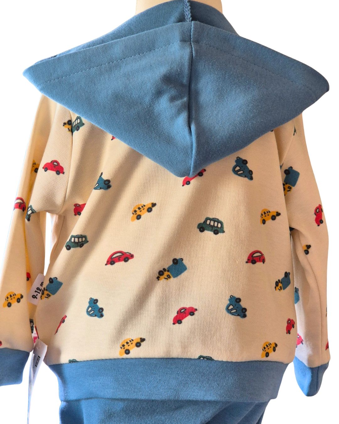 Colourful car print hoodie for baby boys