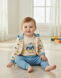 Boys blue three piece car outfit with matching hoodie