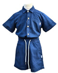 Boys smart casual summer outfit navy blue