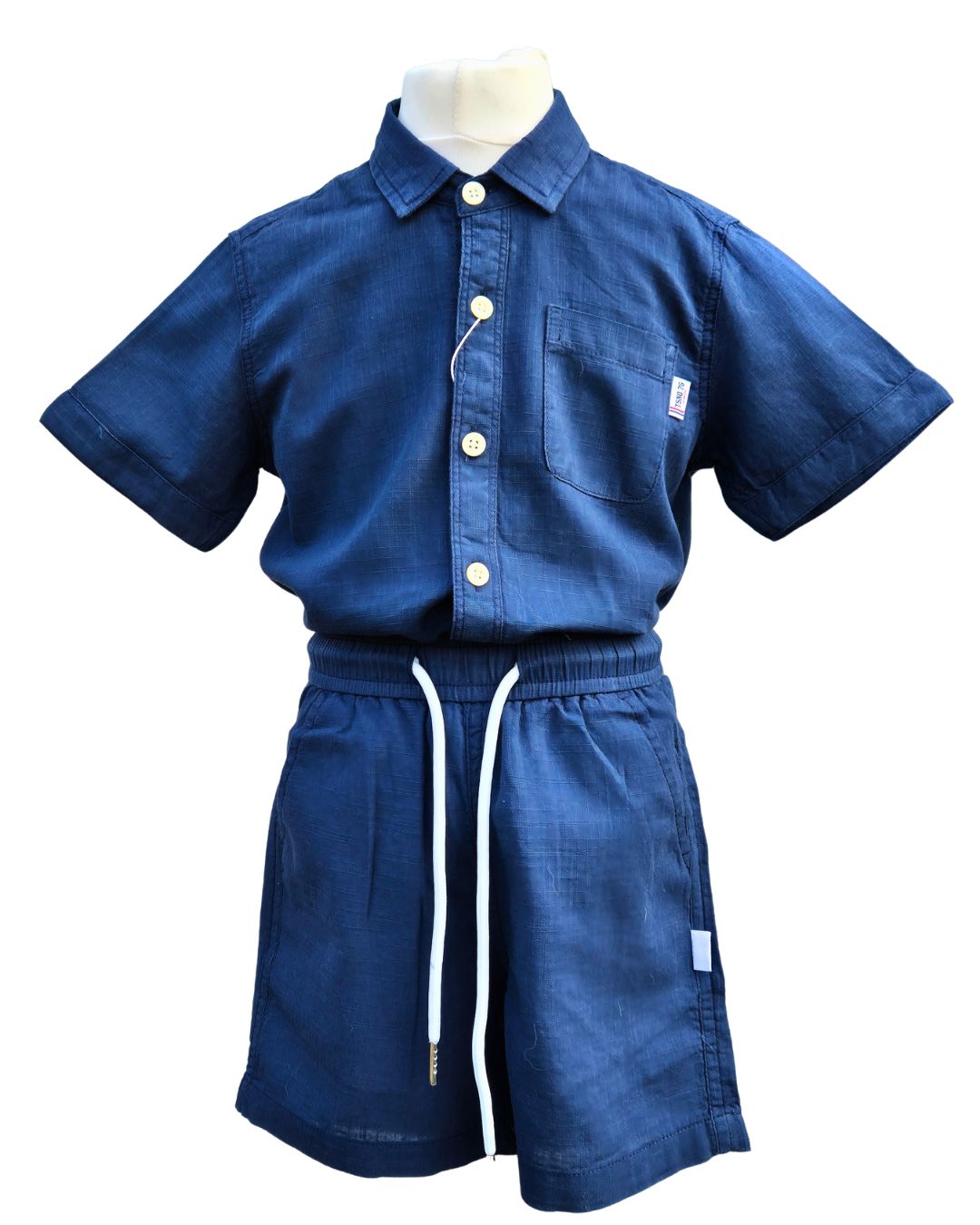 Boys smart casual summer outfit navy blue