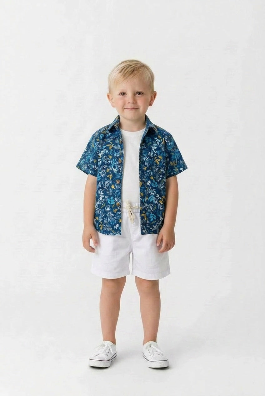 Boys tropical shorts set with shirt and t-shirt