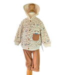 Baby boys camel jogger set with printed hooded jacket