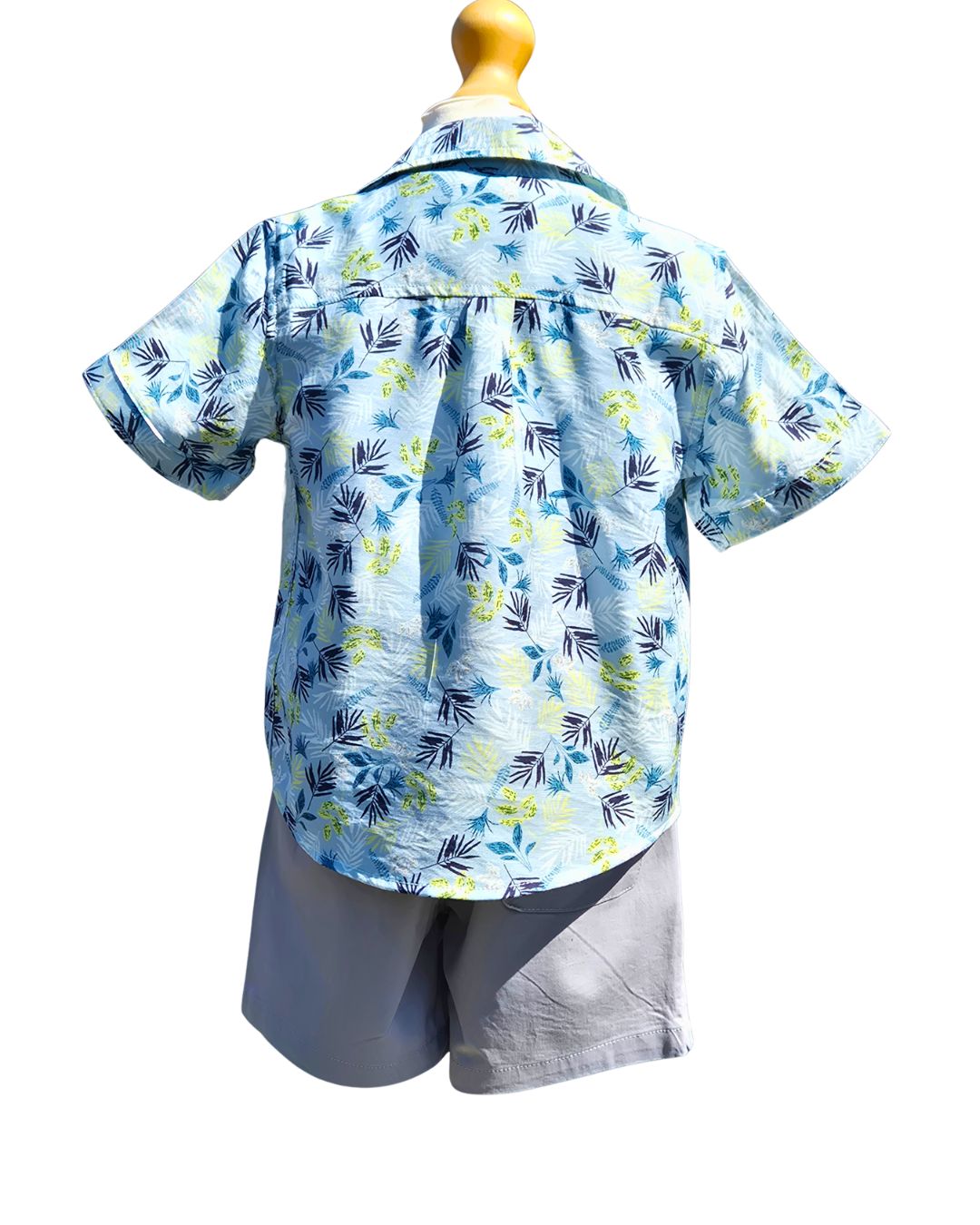 Boys blue tropical shirt and shorts set