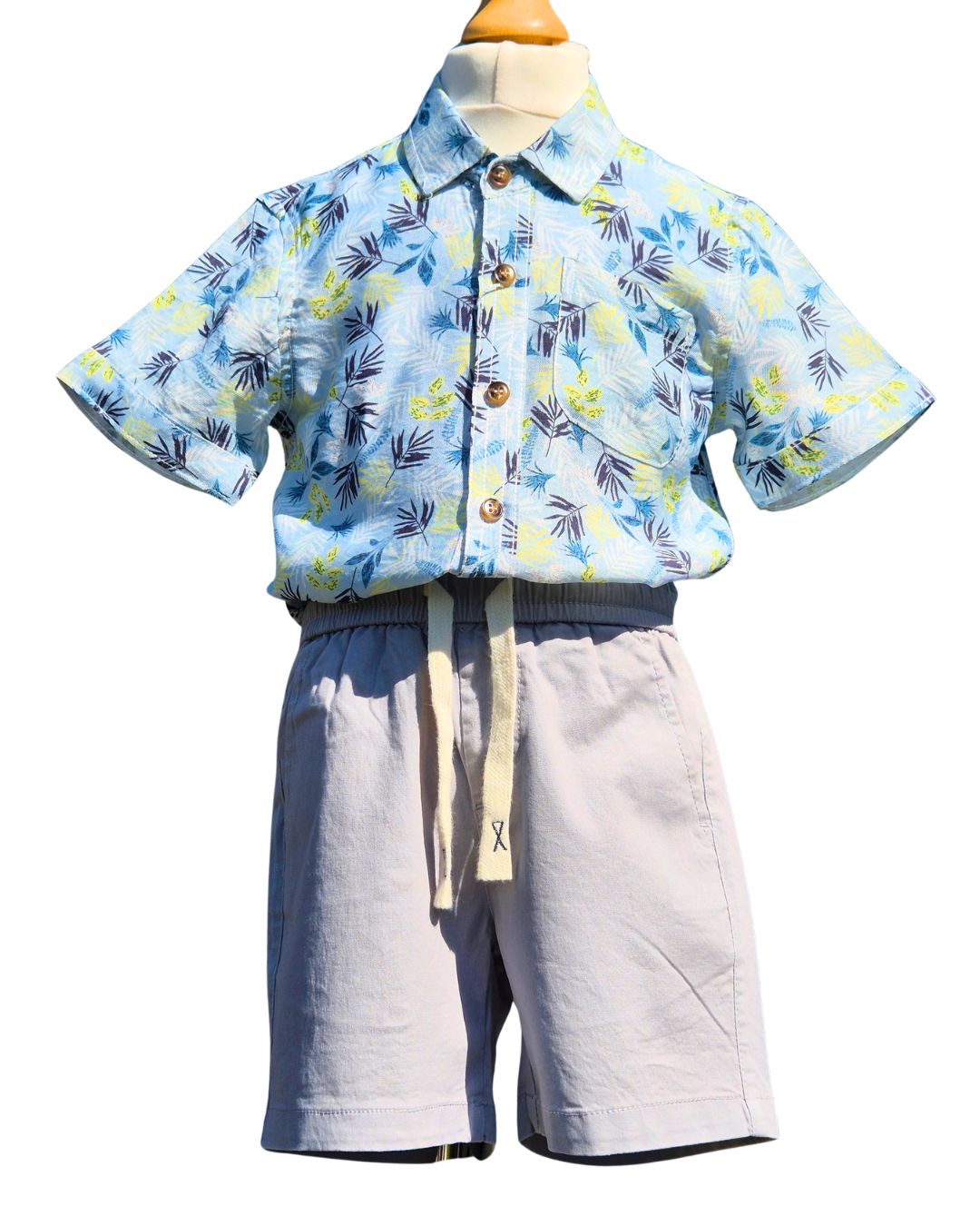 Boys smart casual tropical shorts outfit