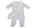 Traditional blue baby romper with Peter Pan collar