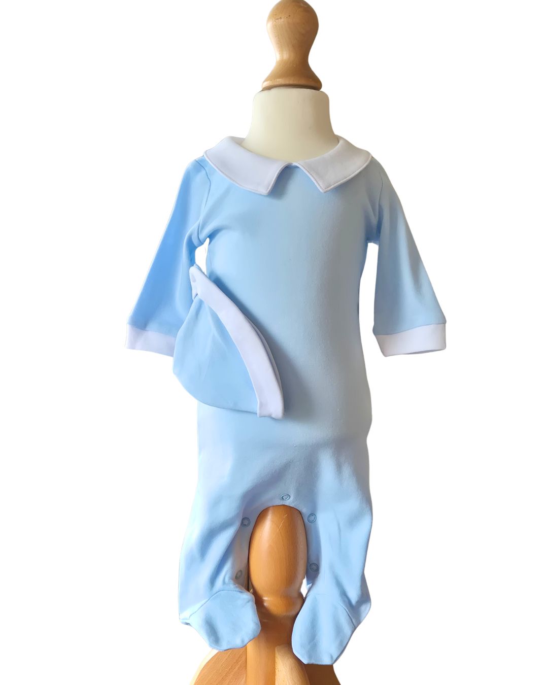 Baby boy blue romper with matching hat