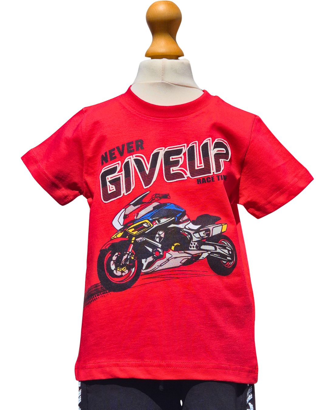 Boys Never Give Up motorbike outfit