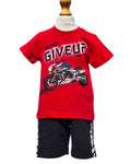 Boys summer motorbike shorts outfit age 3 to 6 years