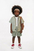Boys stone linen 3 piece shorts set