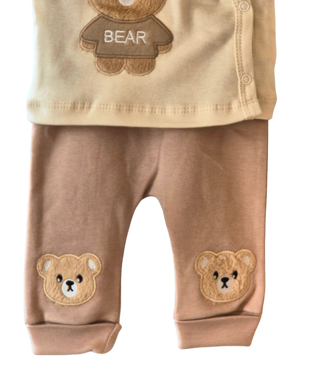 Cream teddy bear top and mocha trousers