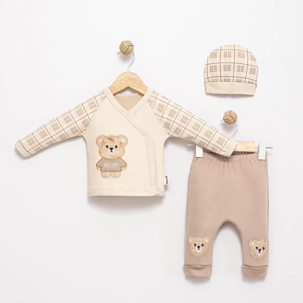 Baby boy teddy bear outfit with hat