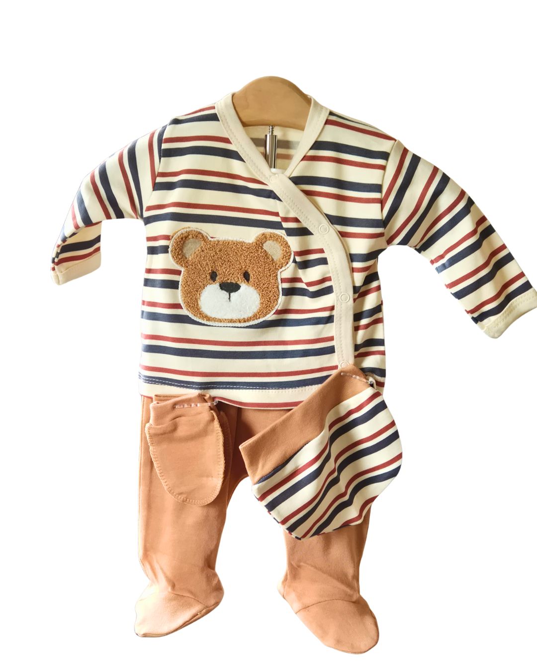 Boys striped teddy baby outfit