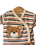 Navy and rust striped baby boy outfit
