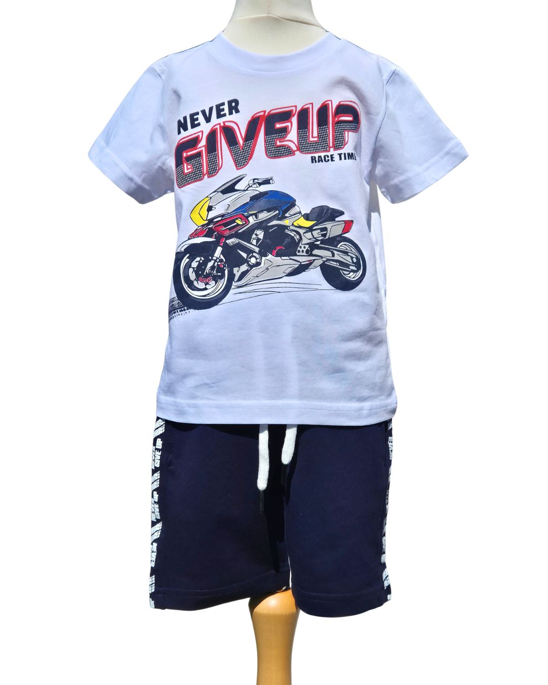 Boys summer motorbike shorts outfit age 3 to 6 years