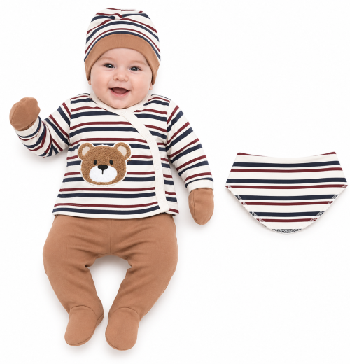 Boys teddy 5 piece baby outfit