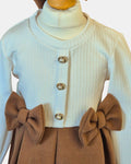 Girls camel A-line dress with matching beret hat