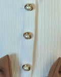 Girls camel dress with faux gold and pearl buttons